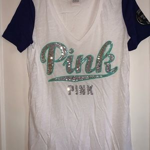 XS PINK T-Shirt with Sequined Lettering!